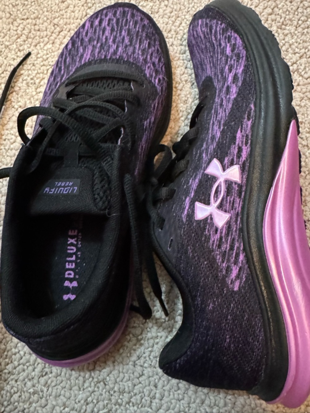 Under Armour Women’s Purple and Black Liquify Rebel Athletic Shoes